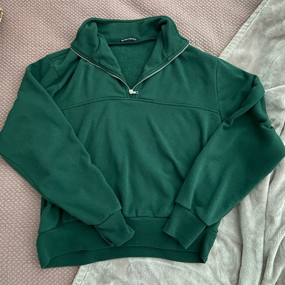Brandy Melville half zip dark green